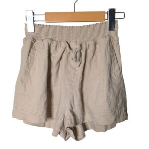 Love Tree‎ Linen Blend Elastic Waist Tan Shorts Size Medium